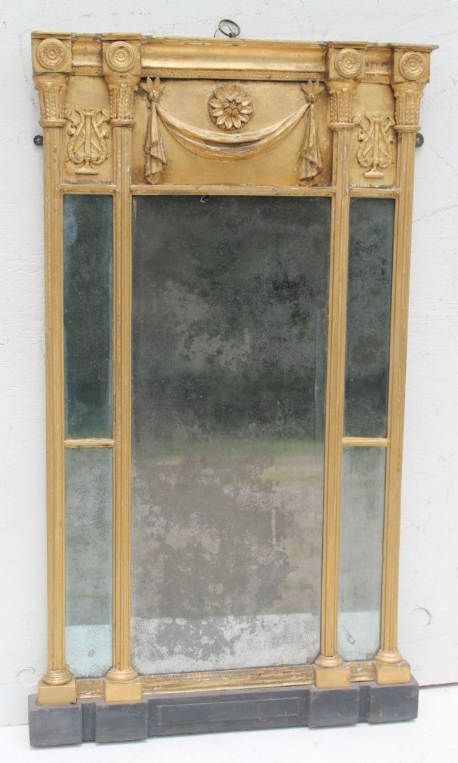 Fine form 18thC carved & gilded mirror - 42 1/2" x 24 (1 of 2)