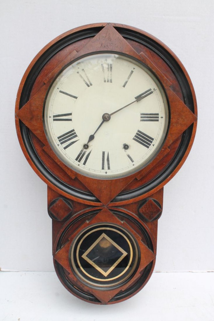 19thC Seth Thomas unsually carved "Figure 8" - wall (1 of 3)