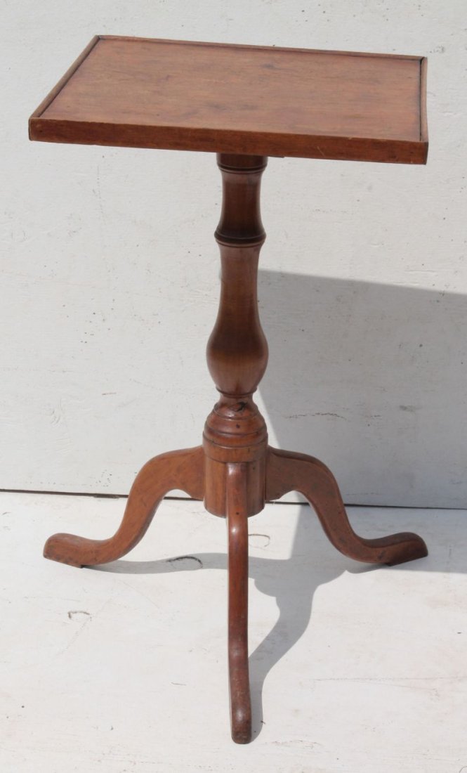 late 18thC CT cherry tray top snake ft candlestand (1 of 3)