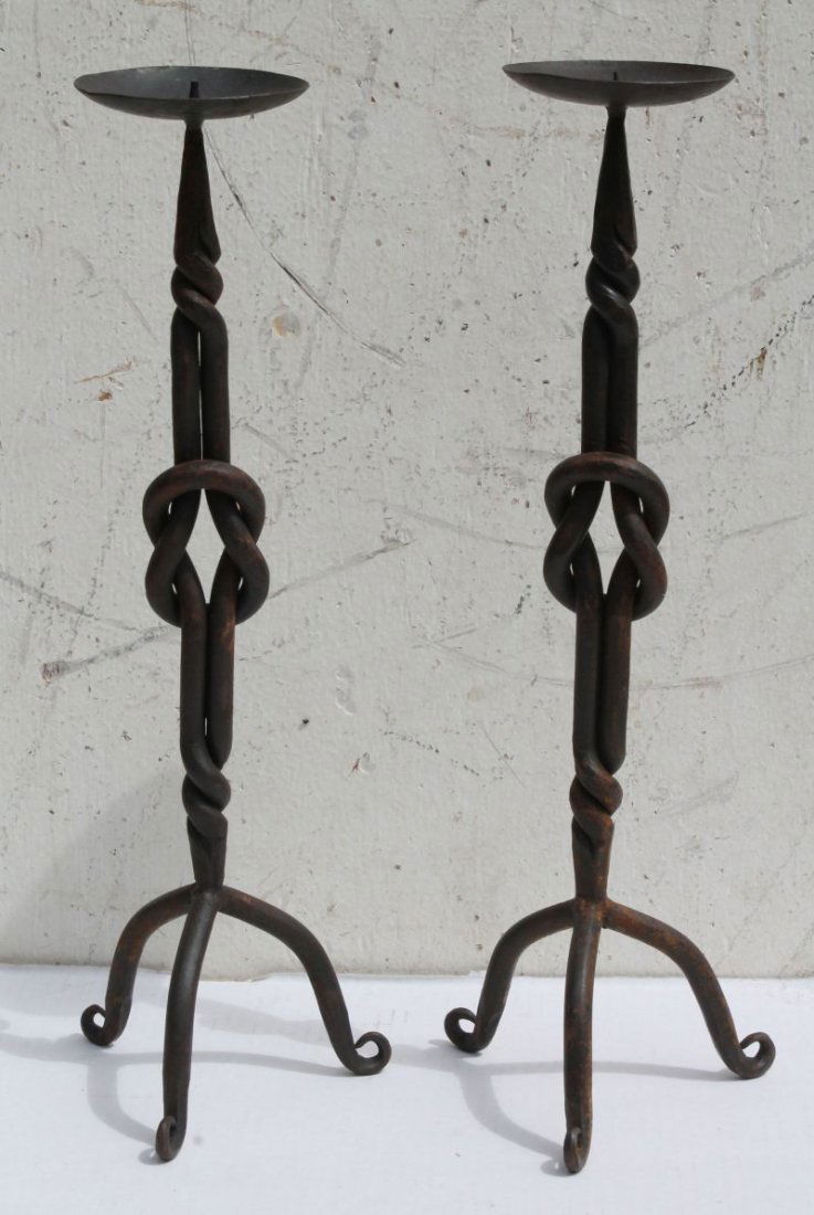 wonderful form pr of mid 19thC American forged iron (1 of 3)