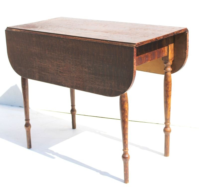 ca 1820's grain painted country dropleaf table - 36" (1 of 4)