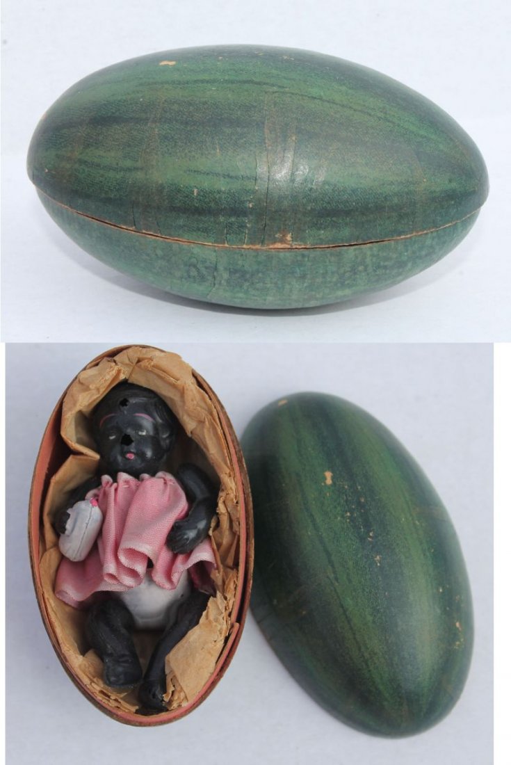 antique watermelon form papier mache candy container w (1 of 4)