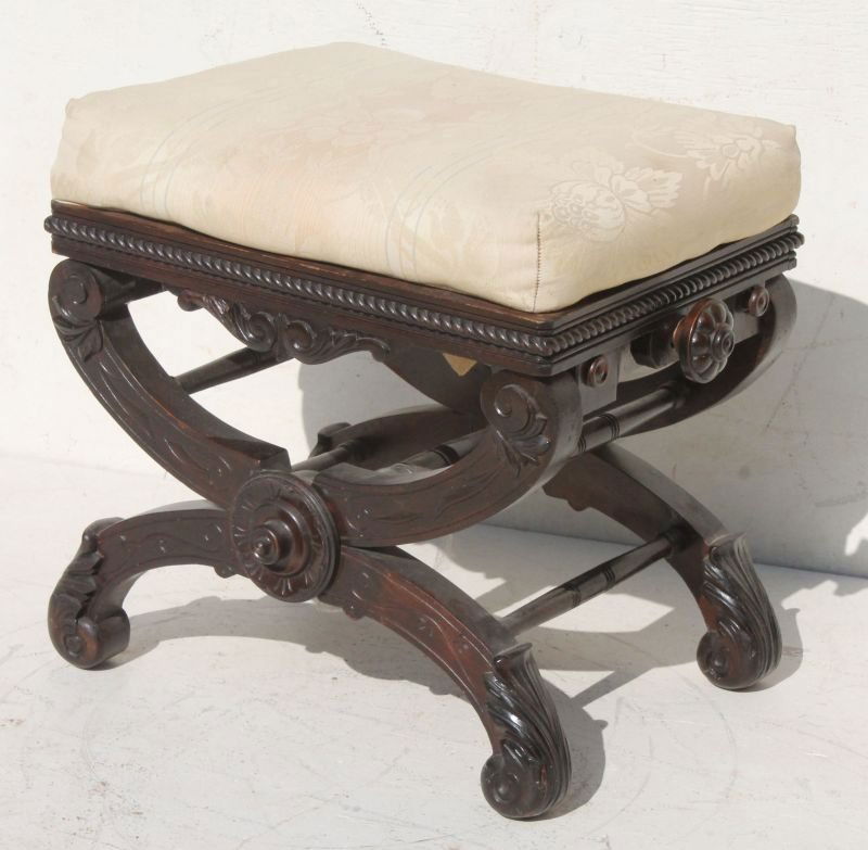 Victorian carved walnut adjustable stool - 19"  tall x (1 of 4)