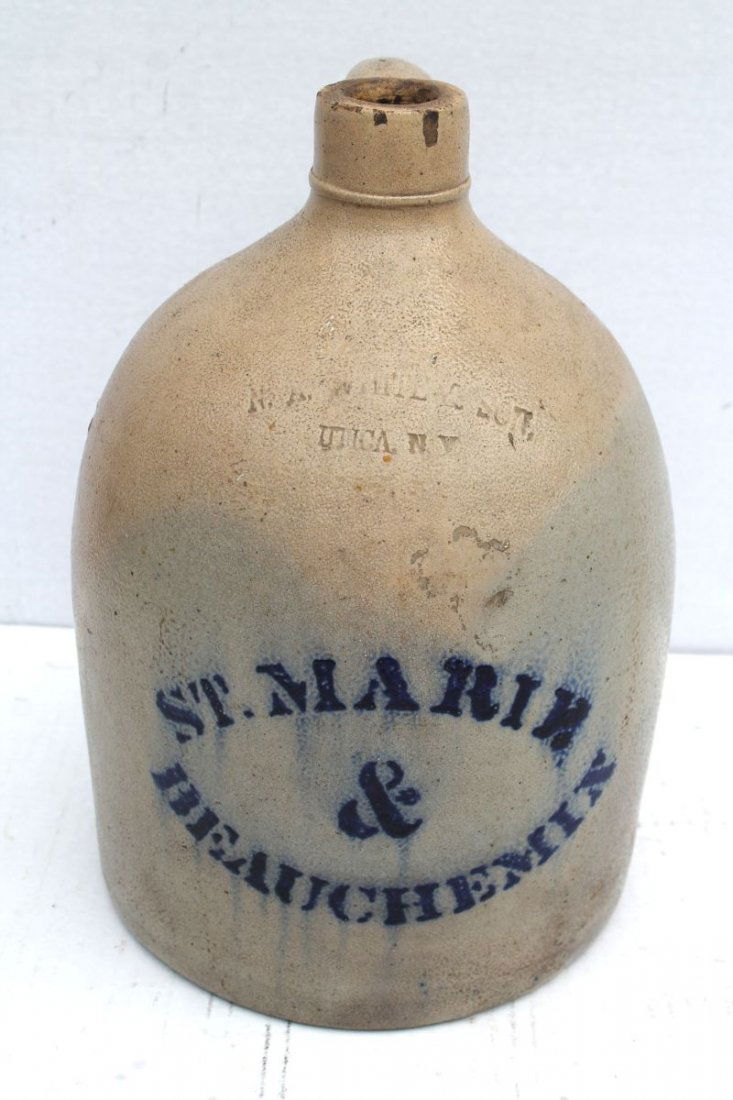 N.A. White & Son Utica, NY 19thC stoneware advertising (1 of 2)