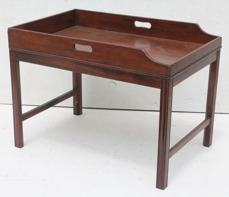 period Chippendale 18thC mahog tray table - 21" tall x (1 of 3)