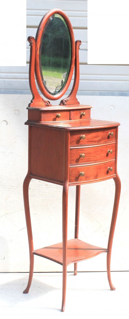 antique carved mahog bowfront shaving stand w/ oval (1 of 3)