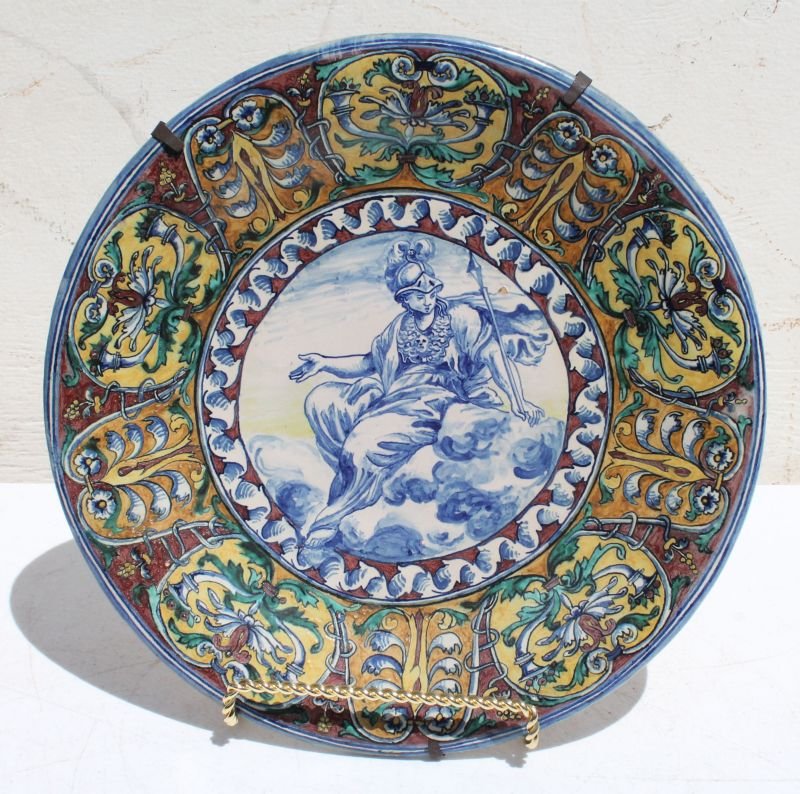 18thC 12 1/2" diam orig polychrome painted Continental (1 of 3)