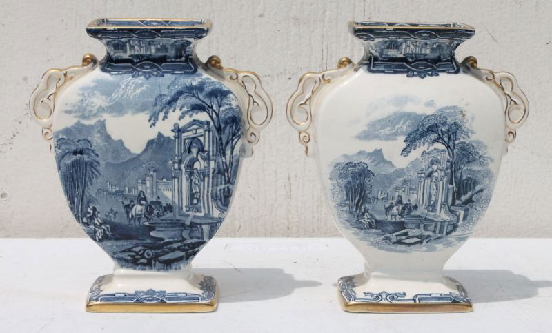 pr of GrimWade porcelain urns in the Genoa pattern - ca (1 of 5)