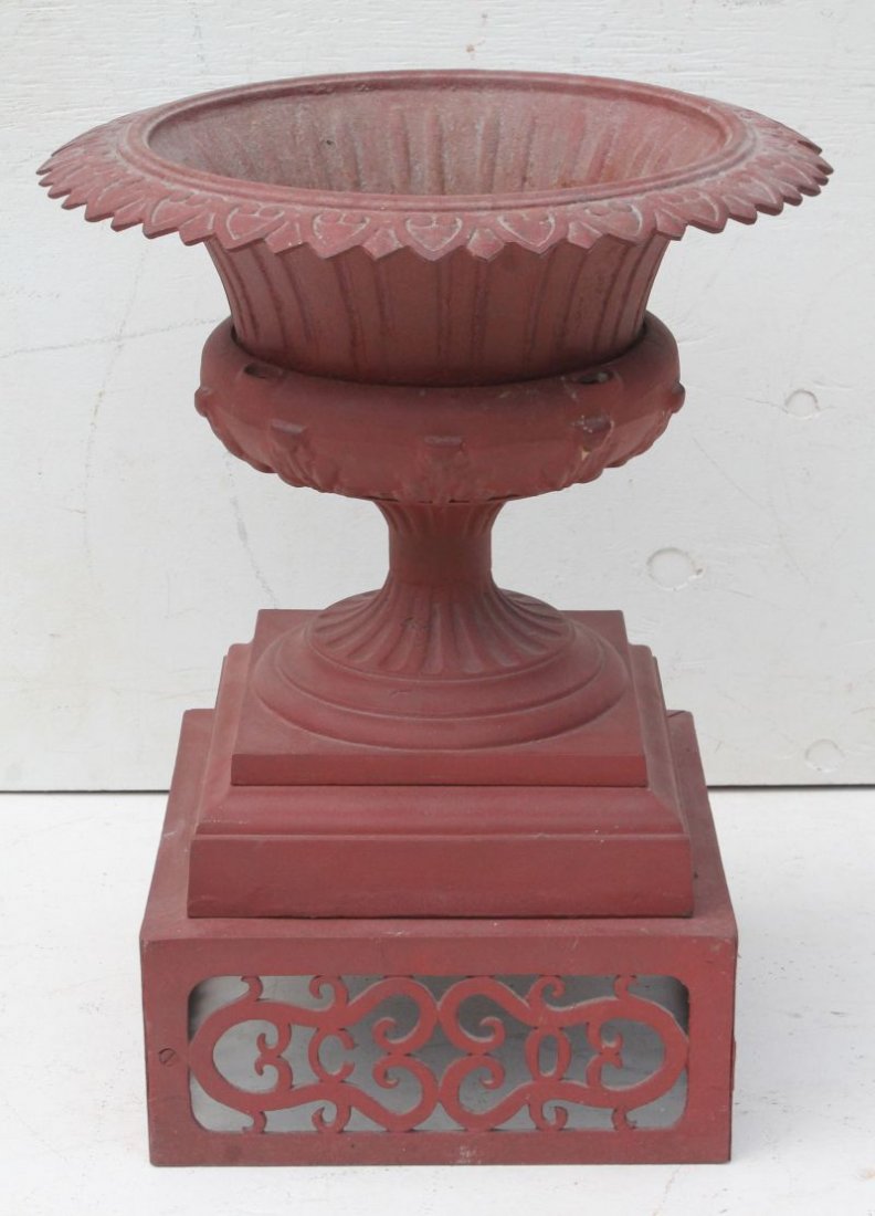 5 section cast iron garden urn - 27 1/2" tall x 21" (1 of 3)
