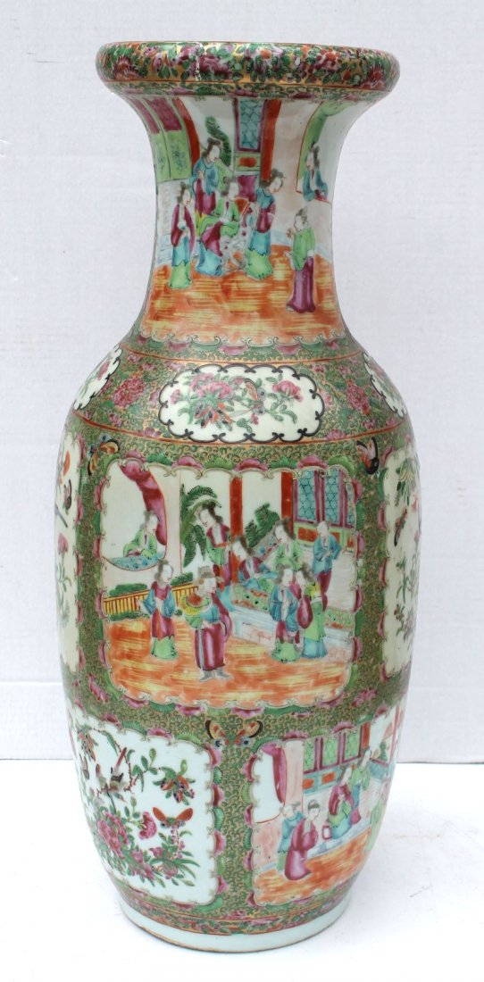 large 19thC Chinese Rose Medallion porcelain vase - 24" (1 of 3)