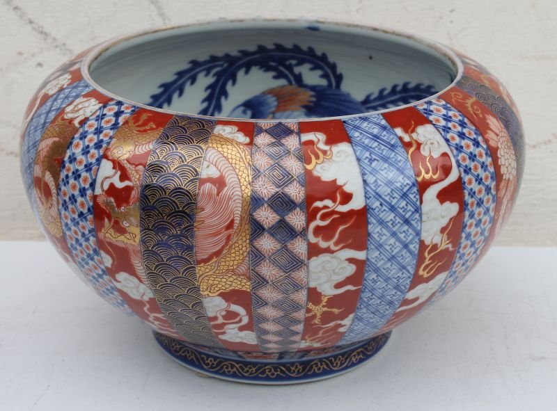 19thC Imari bowl - 8" tall x 12" diam (1 of 4)