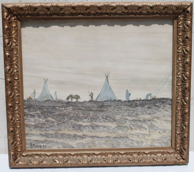 3 w/c's depicting Native Americans - 2 by R. Miller (1 of 6)