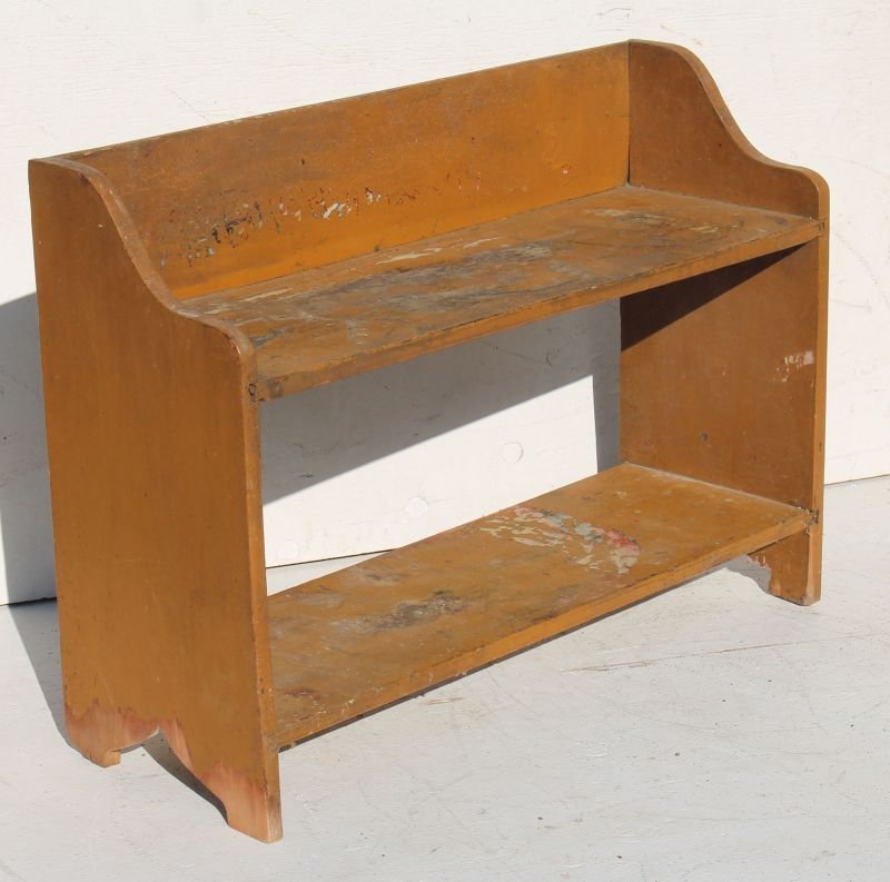 early mortised & tenon 2 tier bucket bench in grungy (1 of 3)