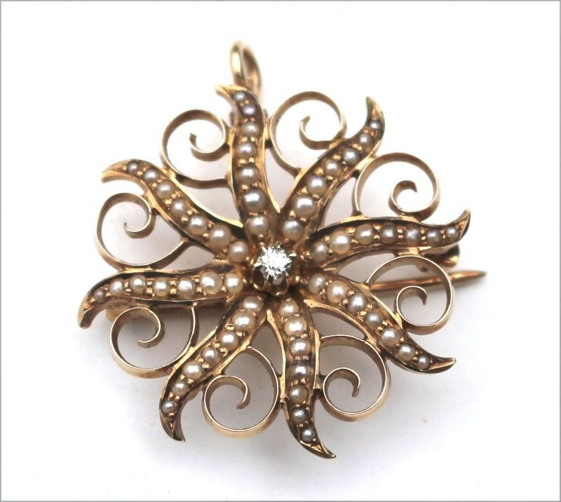 Unusual antique 14k gold star fish form pendant/brooch (1 of 1)