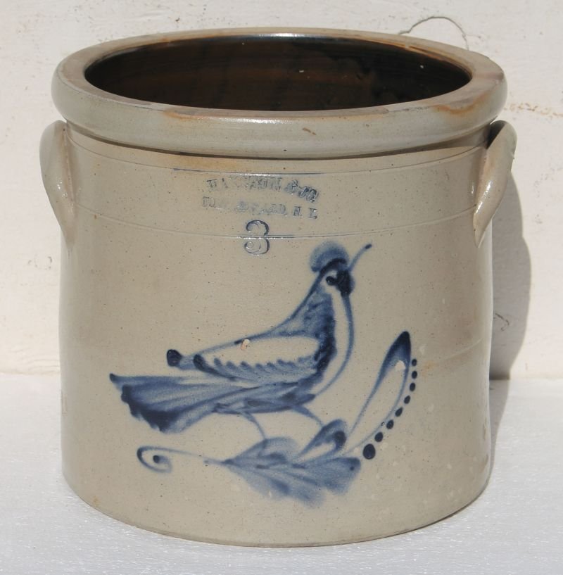 Haxstun & Co Ft Edward, NY 3 gal stoneware crock w (1 of 3)