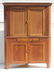19thC New England 2 pc bracket base corner cupboard w