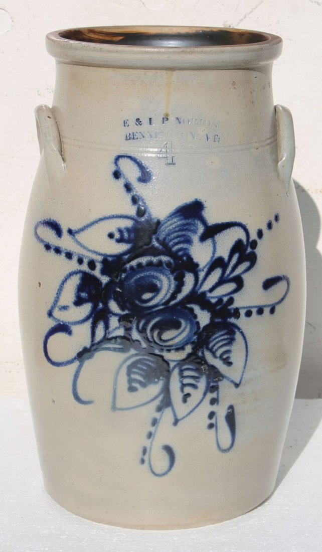 E & L.P. Norton Bennington, VT 4 gal stoneware butter (1 of 3)