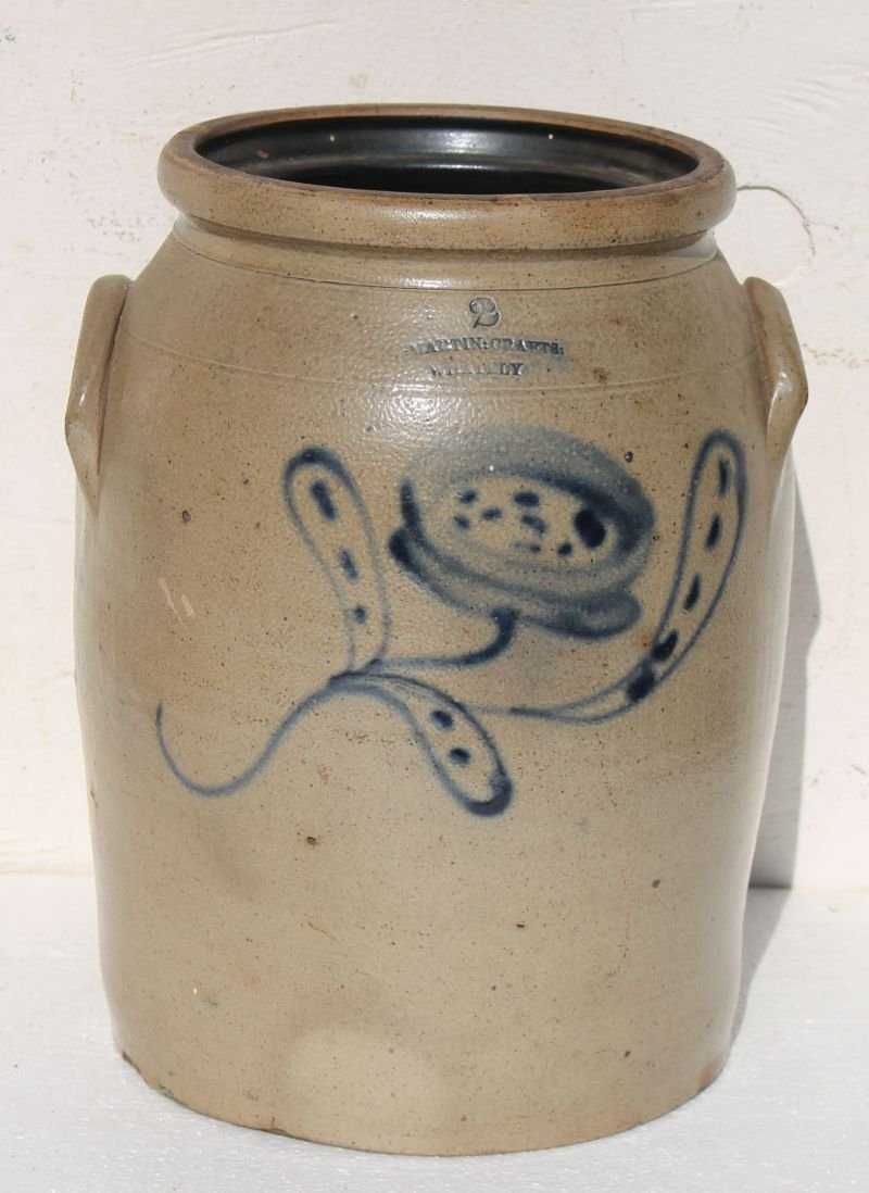 Martin Crafts - Whately ca 1850's 2 gal stoneware crock (1 of 3)