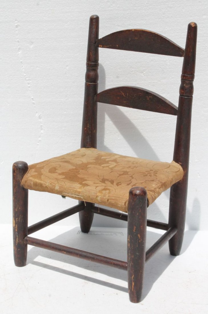 late 18th/early 19thC fine form doll's ladderback chair (1 of 2)