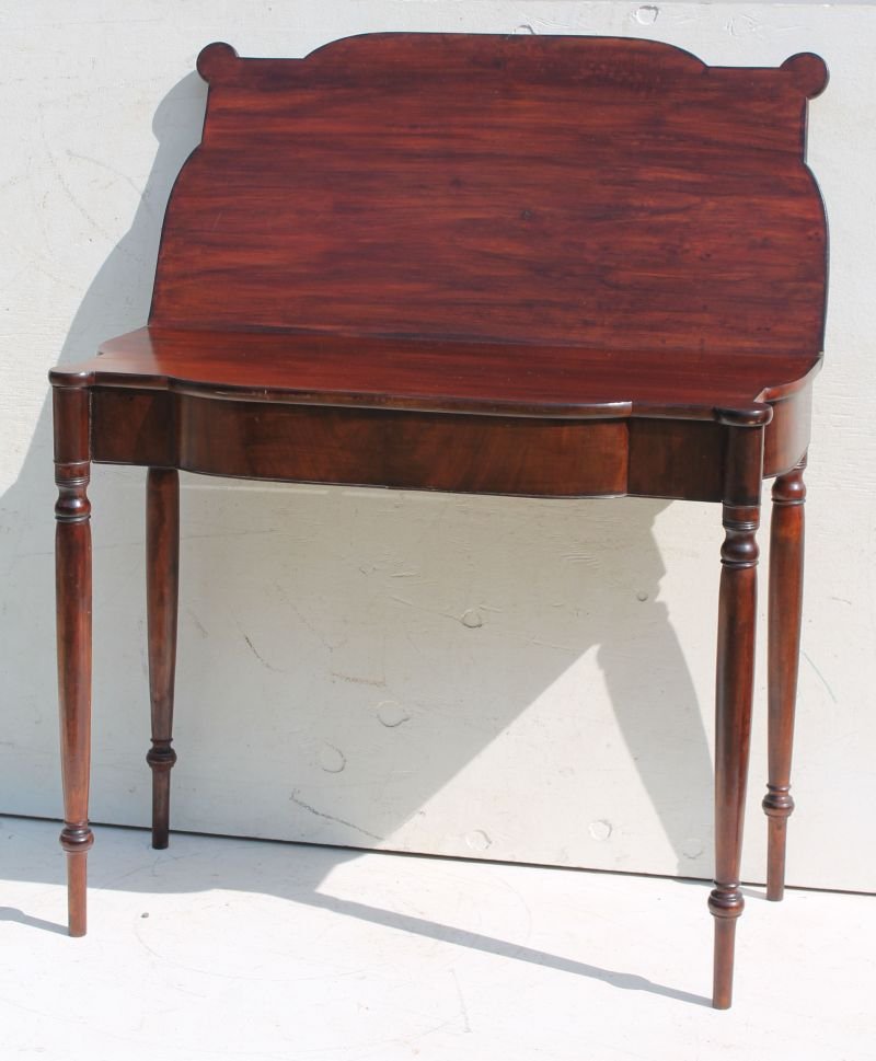 period Sheraton early 19thC mahog serpentine front & (1 of 3)