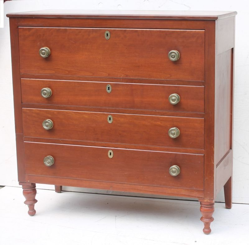 late period Sheraton ca 1820-1830 4 drawer chest on (1 of 2)