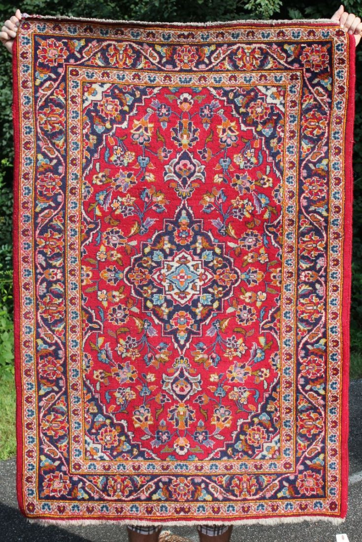 3'4"x5' semi-antique Persian Kashan Oriental area rug (1 of 1)