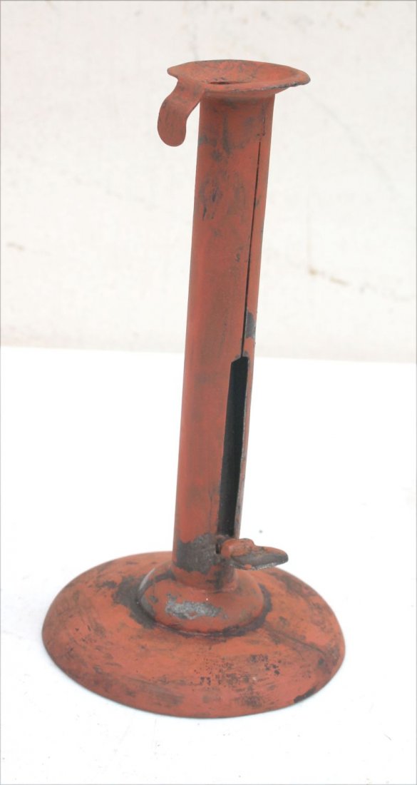 antique hogscraper candlestick (sgnd) w chair hook & (1 of 3)