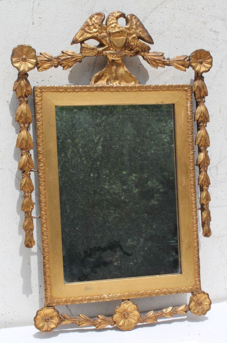 wonderful antique carved & gilded mirror w eagle, (1 of 5)