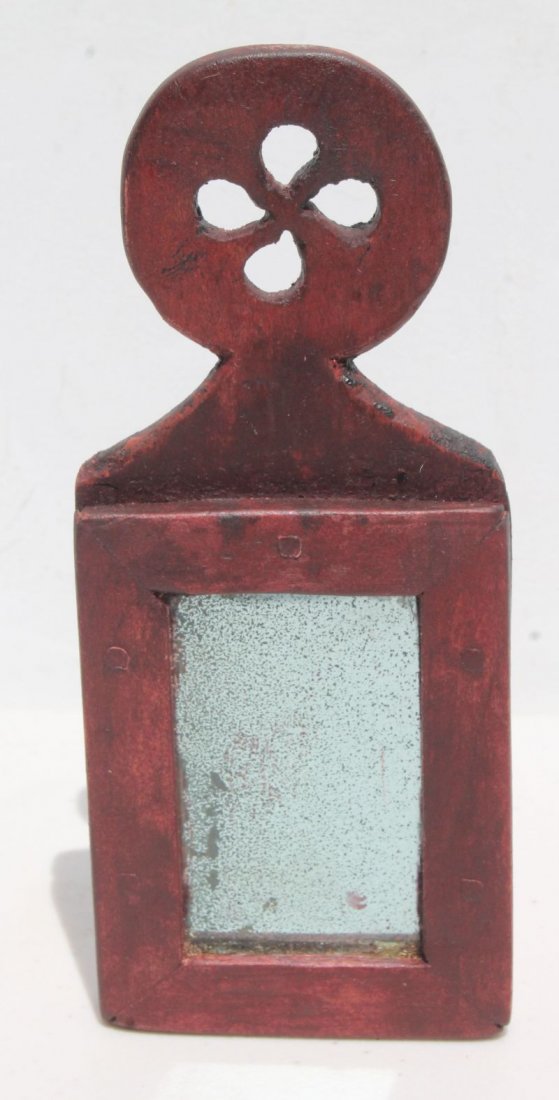 rare late 18th/early 19thC miniature mirror w dynamic (1 of 2)