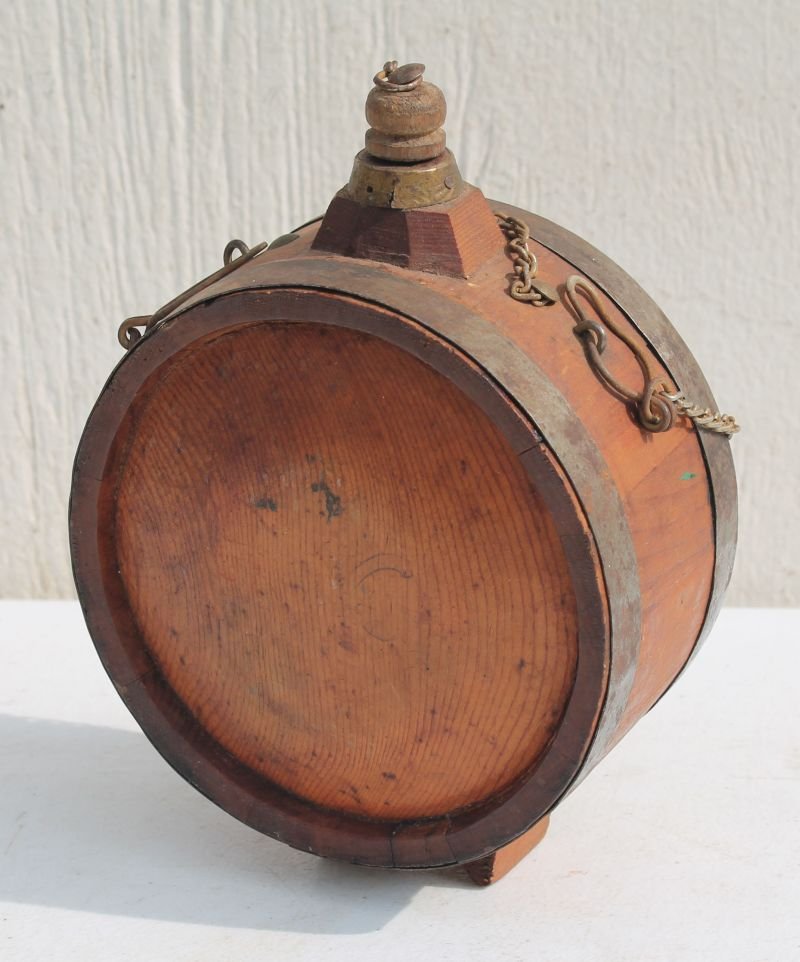 fine form 19thC carved wooden & iron banded "spirits" (1 of 2)