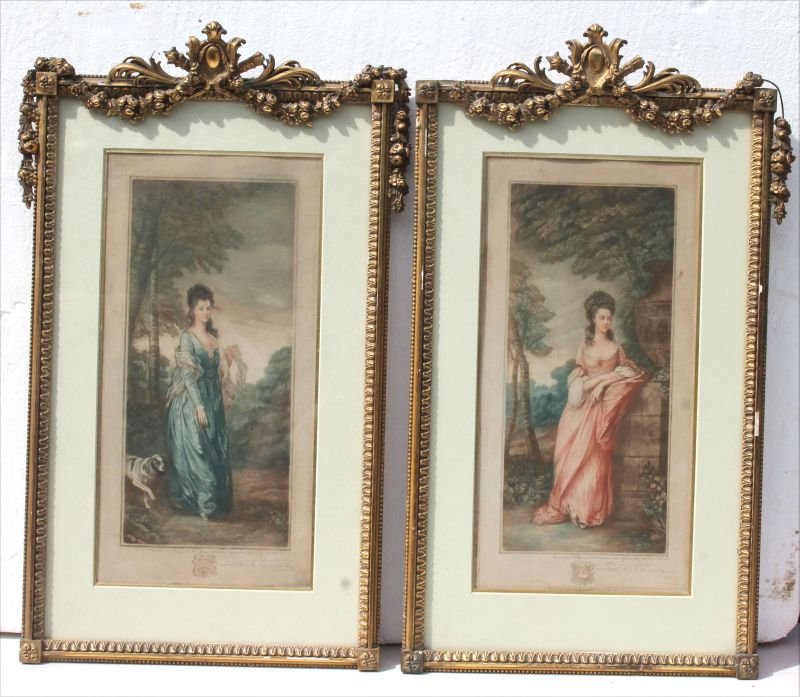 pr of late 18th/early 19thC mezzotint female portraits (1 of 7)