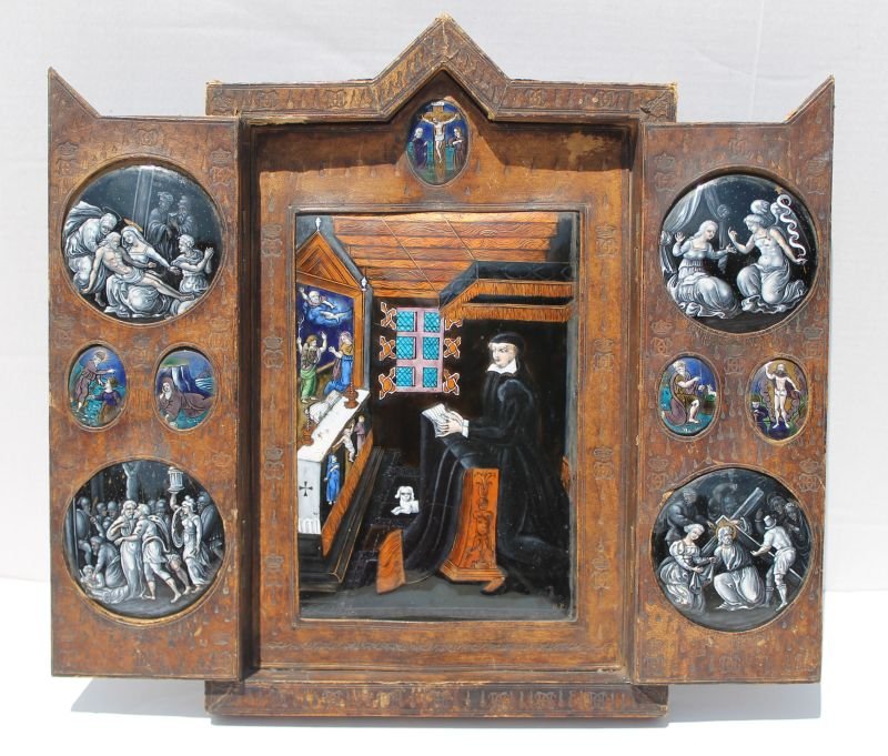 wonderful possible 16th or 17thC Veneration triptych (1 of 8)