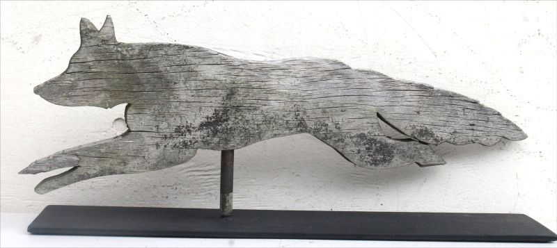 ca 1900 New England pine rare wooden carved fox (1 of 2)