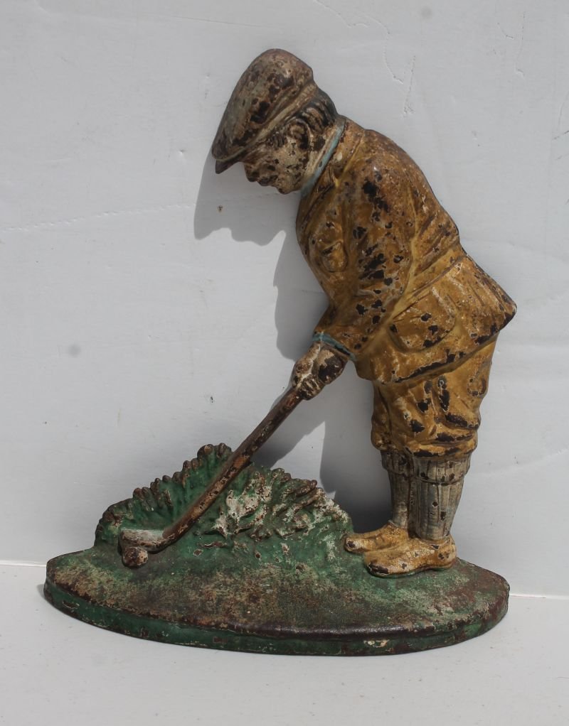 orig paint Hubley cast iron golfer doorstop - 8 1/2" (1 of 2)