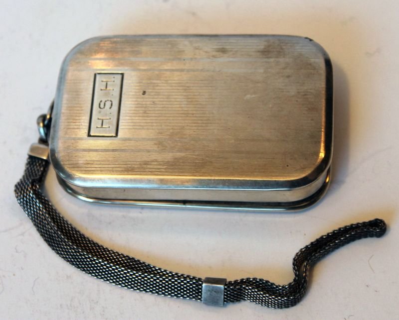antique sterling silver compact on sterling chain (1 of 3)