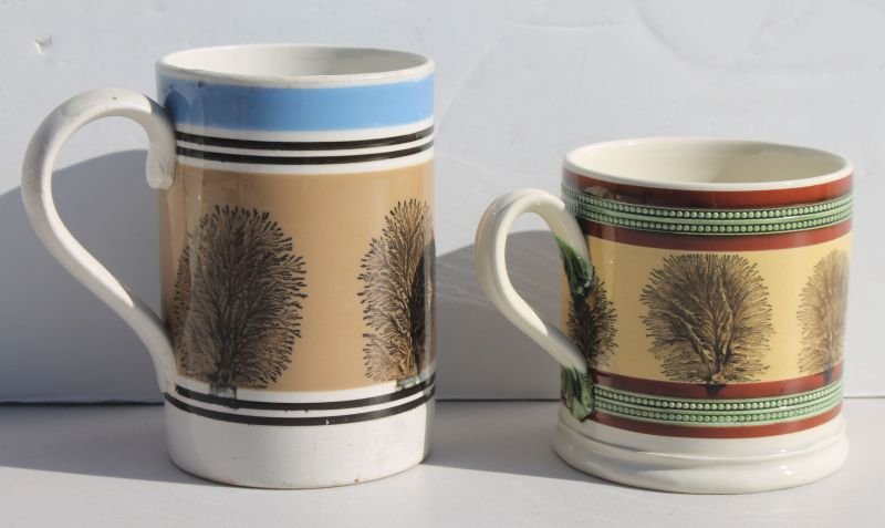 lot of 2 Mochaware mugs inlc a 3 3/4" D.G. Carpentier (1 of 6)