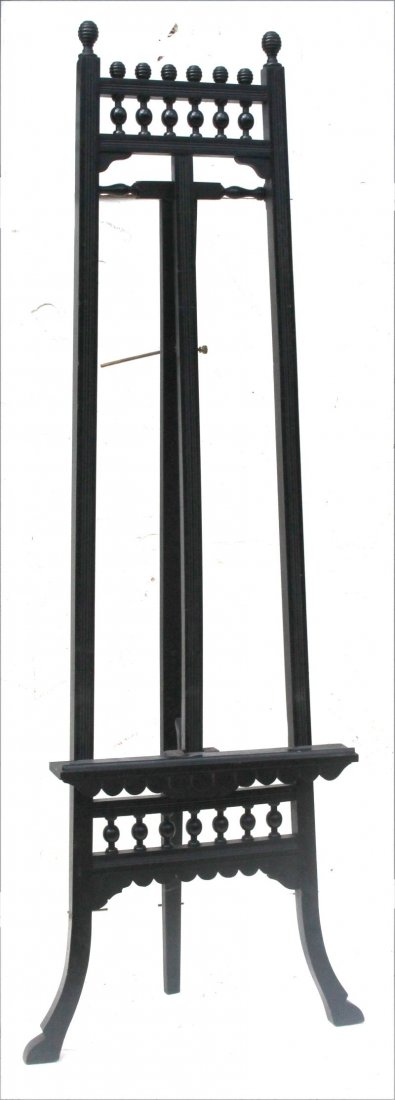 19thC Victorian carved & ebonized easel - 58" tall x 17 (1 of 3)