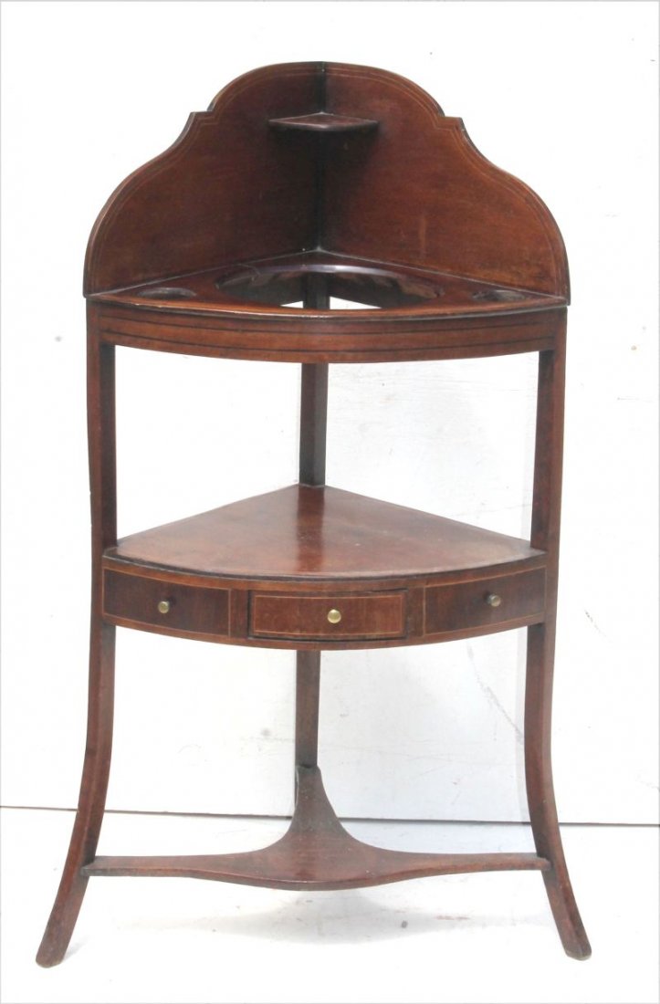 Federal period mahog inlaid corner washstand w (1 of 2)