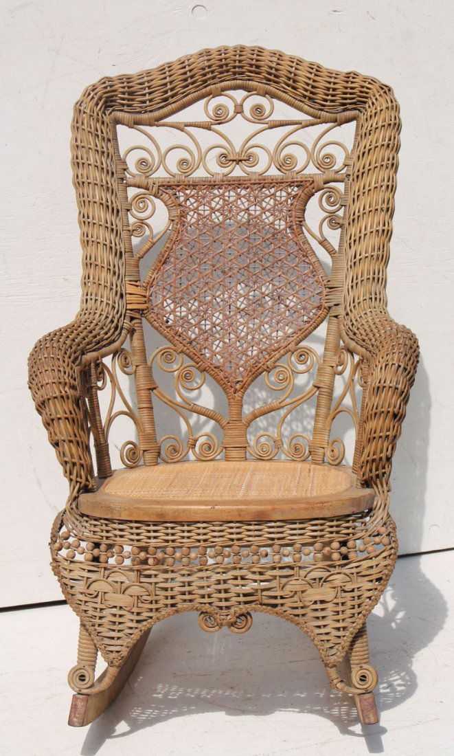 Antique fancy wicker rocker - 41" tall -  Amherst (1 of 4)