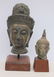 lot of 2 Tibetan bronze Buddha heads - 8" tall & 4 1/2"