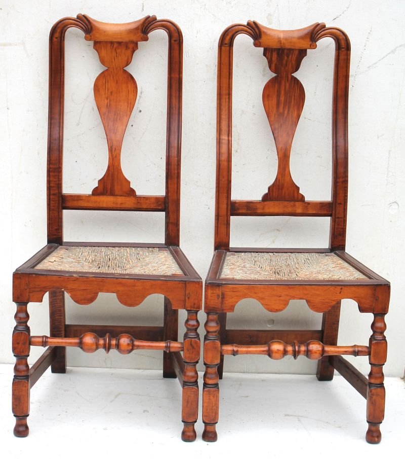 Best pair of early ca 1725 Wm & Mary period tiger maple (1 of 3)
