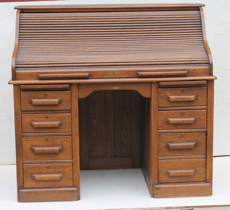 50" antique Oak S-roll top desk - Monson farmhouse (1 of 6)