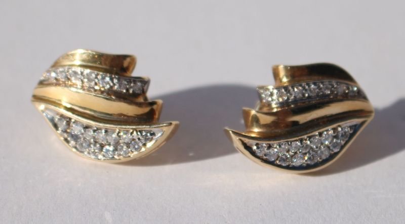 diamond pierced earrings w omega backs - 2ct tw (1 of 1)