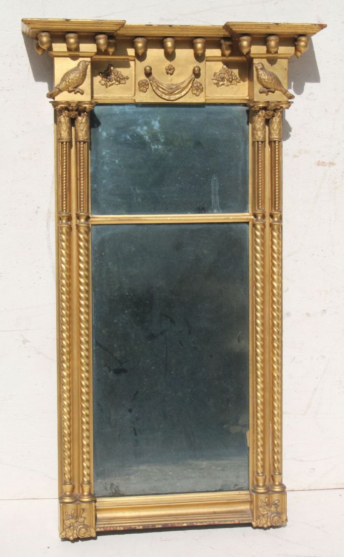 fine early 18thC period Federal Salem mirror w 13 (1 of 3)