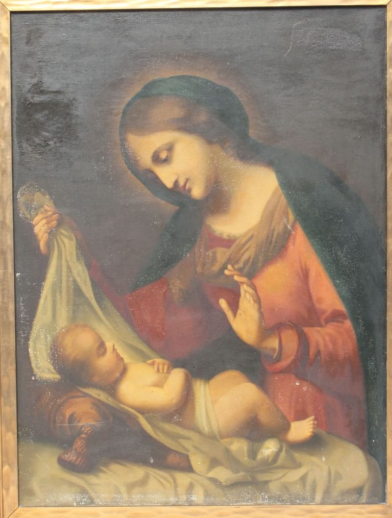 large 29 1/2" x 39 1/2" o/c very well done Madonna & (1 of 3)