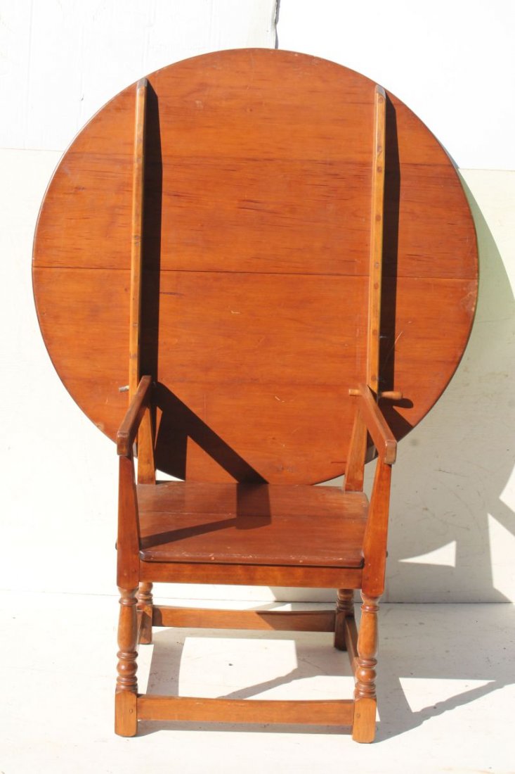 late 18thC NH maple & pine stretcher based round hutch (1 of 2)