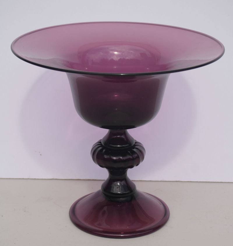 Large antique amethyst blown glass compote/center piece (1 of 3)