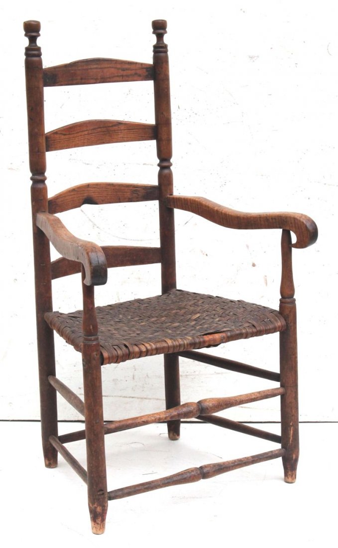 early ca 1740 Eastern CT strong ladderback armchair w (1 of 4)