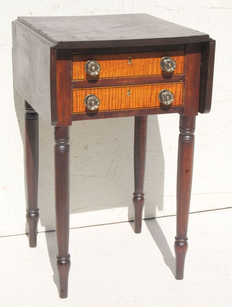 early 19thC period Federal tiger maple 2 drawer stand - (1 of 2)