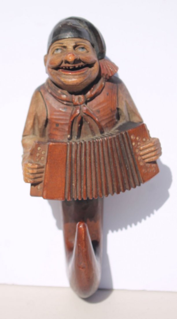 "Anri" German Black Forest carved figural accordian (1 of 3)